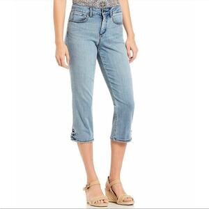 NYDJ High Waist Lace Up Hem Capri Jeans M66Z2253 sz 4